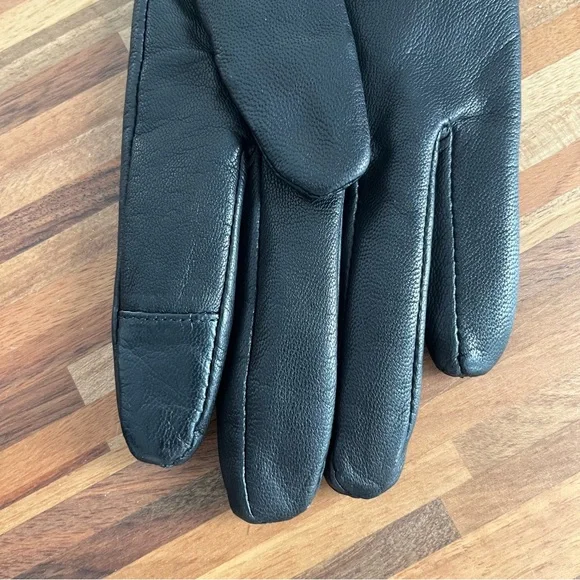 AllSaints Black Leather Gloves with Asymmetric Zipper - Picture 6 of 8
